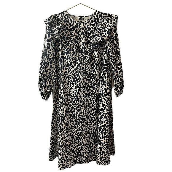 Sandy Liang Target Leopard Print Long Sleeve Midi Dress Ruffle Size Small NWT - Picture 2 of 14